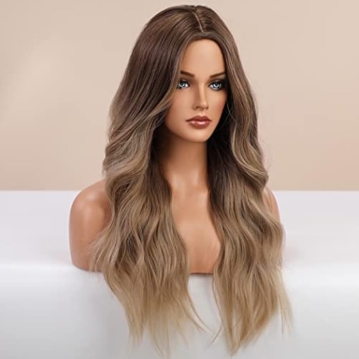 DILLARDS Tantako Long Dark Blonde Wig Ombre Wig For Women Heat Resistant Middle Part Daily Brown Wigs With Wigs Cap (Ombre Brown #0333) - Image 5